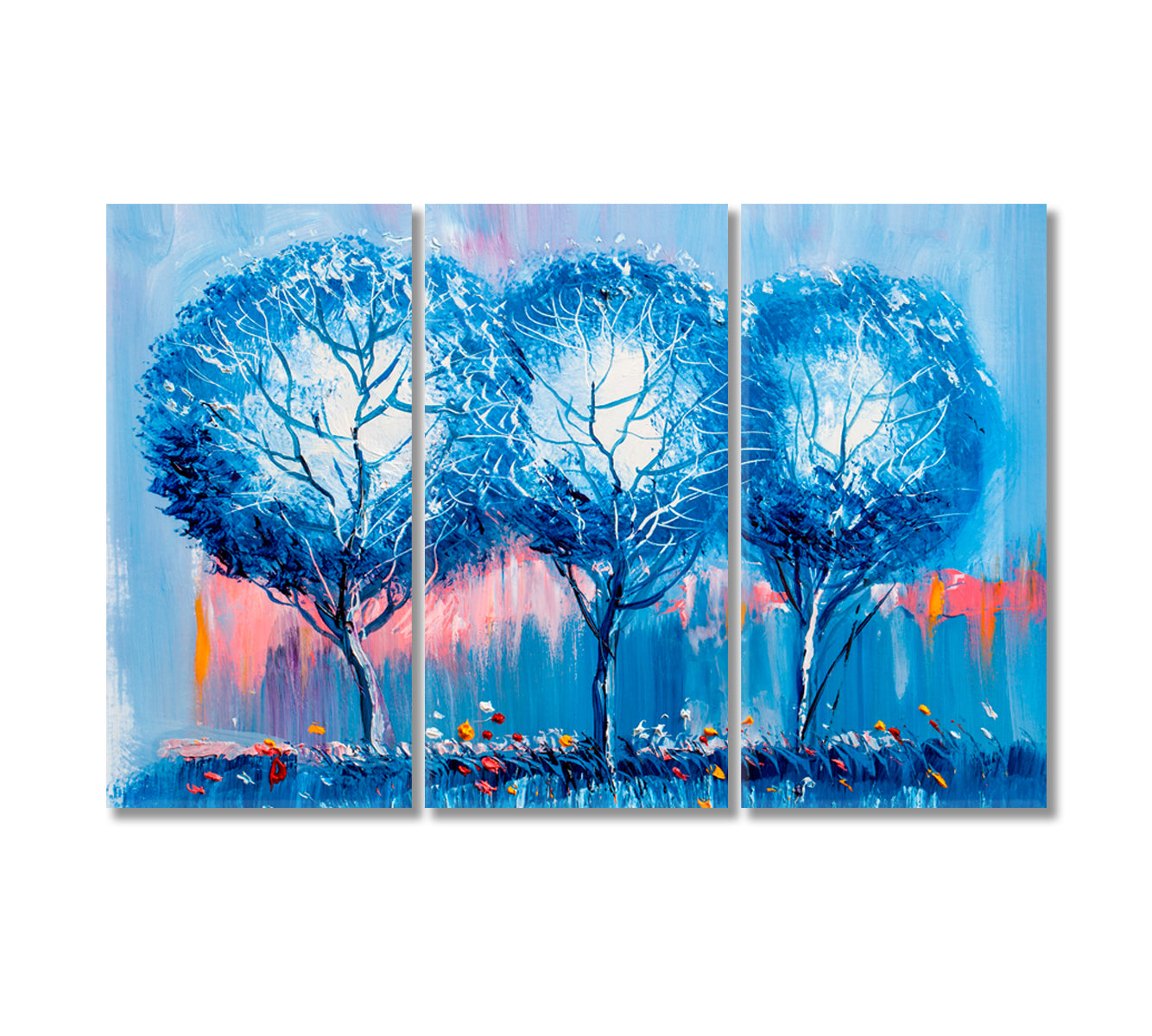 Modern Abstract Blue Trees Canvas Print-Canvas Print-CetArt-3 Panels-36x24 inches-CetArt