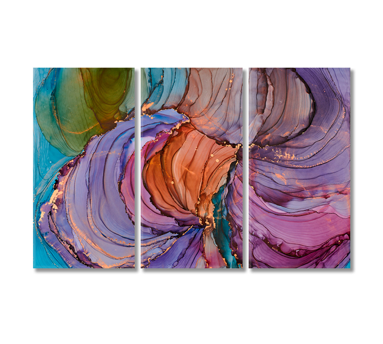 Natural Luxury Abstract Fluid Art Waves and Swirls Canvas Print-Canvas Print-CetArt-3 Panels-36x24 inches-CetArt