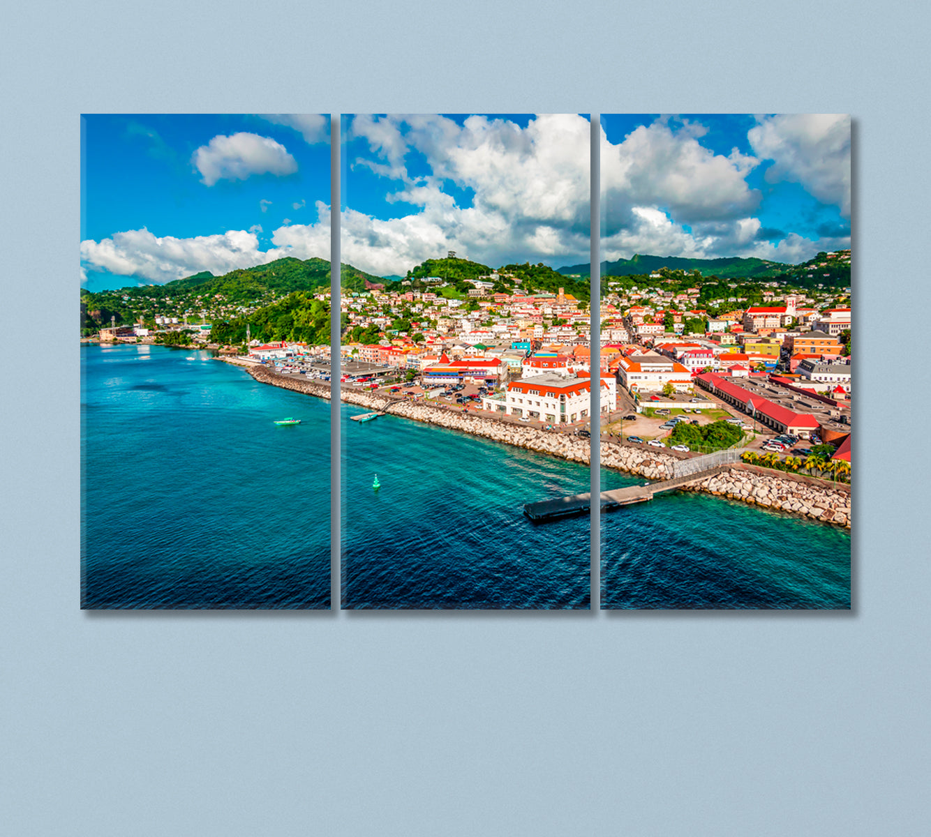 Coastal City Saint George's Grenada Caribbean Islands Canvas Print-Canvas Print-CetArt-3 Panels-36x24 inches-CetArt