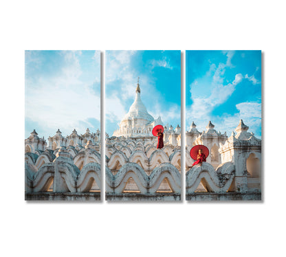 Hsinbyume Pagoda Myanmar Canvas Print-Canvas Print-CetArt-3 Panels-36x24 inches-CetArt