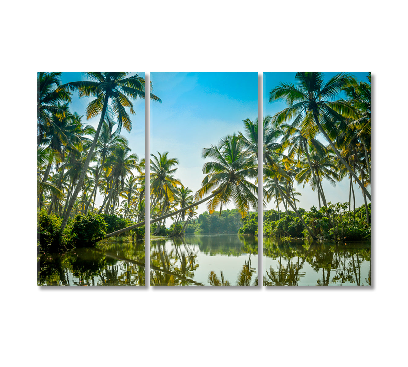 Kerala Poovar Island with Palm Trees Canvas Print-Canvas Print-CetArt-3 Panels-36x24 inches-CetArt