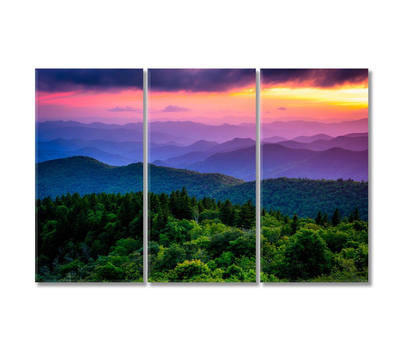 Sunset from Cowee Mountains North Carolina Canvas Print-Canvas Print-CetArt-3 Panels-36x24 inches-CetArt