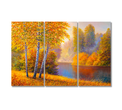 Bright Colorful Autumn Forest Canvas Print-Canvas Print-CetArt-3 Panels-36x24 inches-CetArt