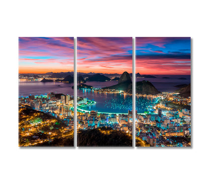 Sunset in Rio de Janeiro Brazil Canvas Print-Canvas Print-CetArt-3 Panels-36x24 inches-CetArt
