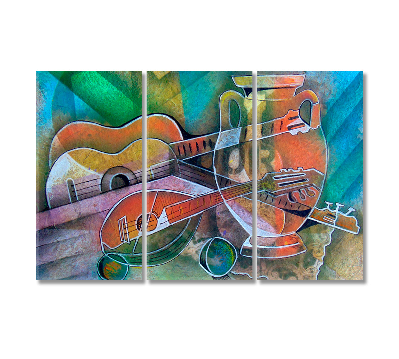 Cubist Style Musical Instruments Canvas Print-Canvas Print-CetArt-3 Panels-36x24 inches-CetArt