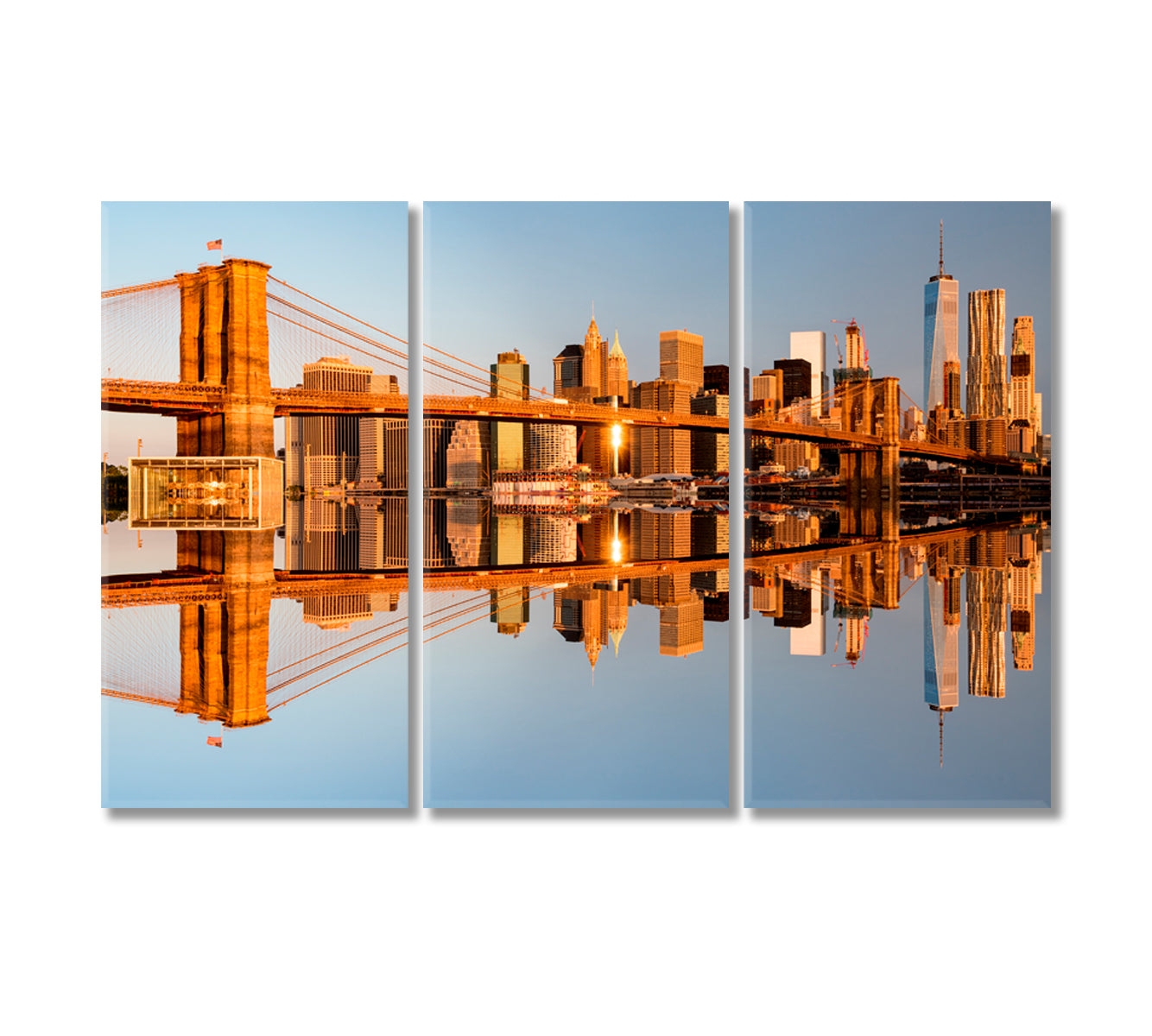 Beautiful Morning VIew Brooklyn Bridge New York City Canvas Print-Canvas Print-CetArt-3 Panels-36x24 inches-CetArt