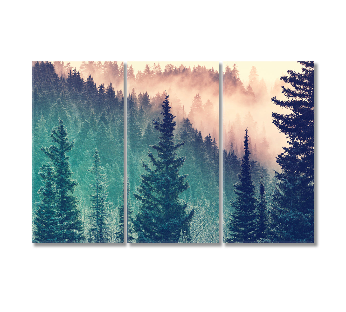 Magic Misty Forest in Morning Canvas Print-Canvas Print-CetArt-3 Panels-36x24 inches-CetArt