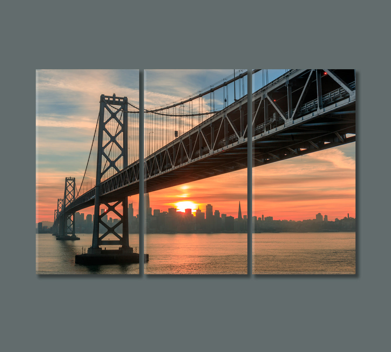 Golden Gate Bridge at Sunset San Francisco Canvas Print-Canvas Print-CetArt-3 Panels-36x24 inches-CetArt
