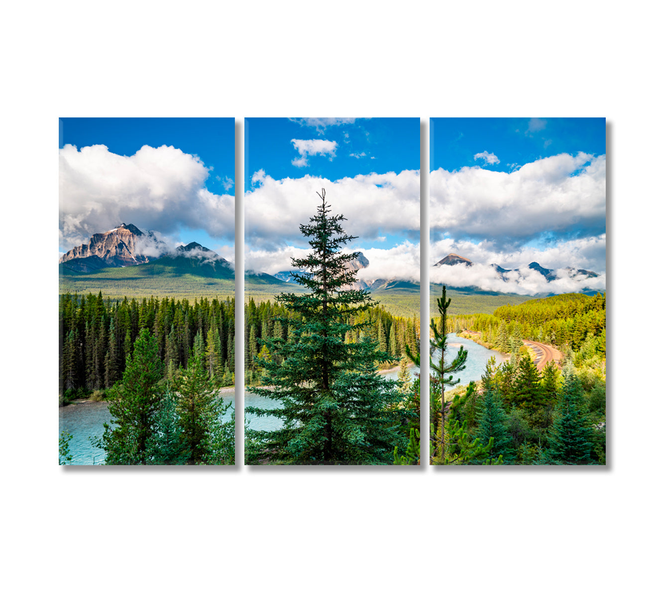 Morant's Curve Banff National Park Canada Canvas Print-Canvas Print-CetArt-3 Panels-36x24 inches-CetArt