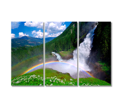 Krimml Waterfalls Austria Nature Landscape Canvas Print-Canvas Print-CetArt-3 Panels-36x24 inches-CetArt