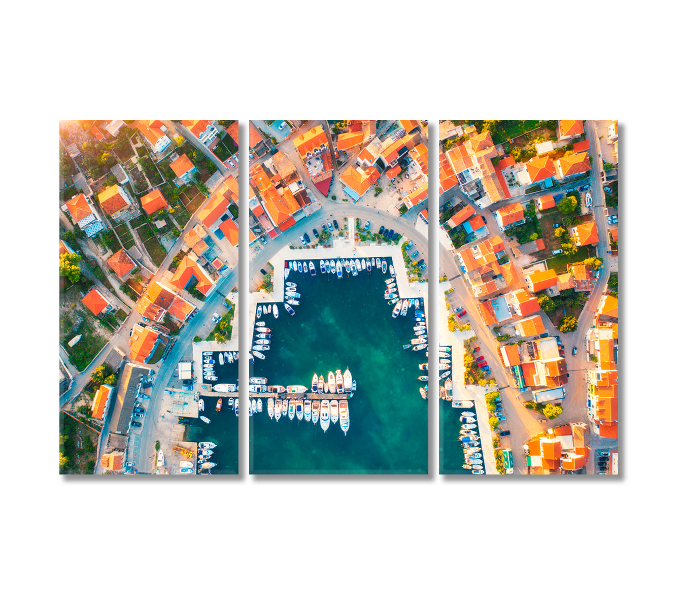 Boats and Yachts in Port Canvas Print-Canvas Print-CetArt-3 Panels-36x24 inches-CetArt