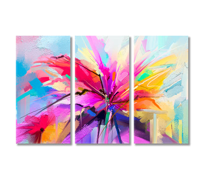 Abstract Colorful Spring Flower Canvas Print-Canvas Print-CetArt-3 Panels-36x24 inches-CetArt
