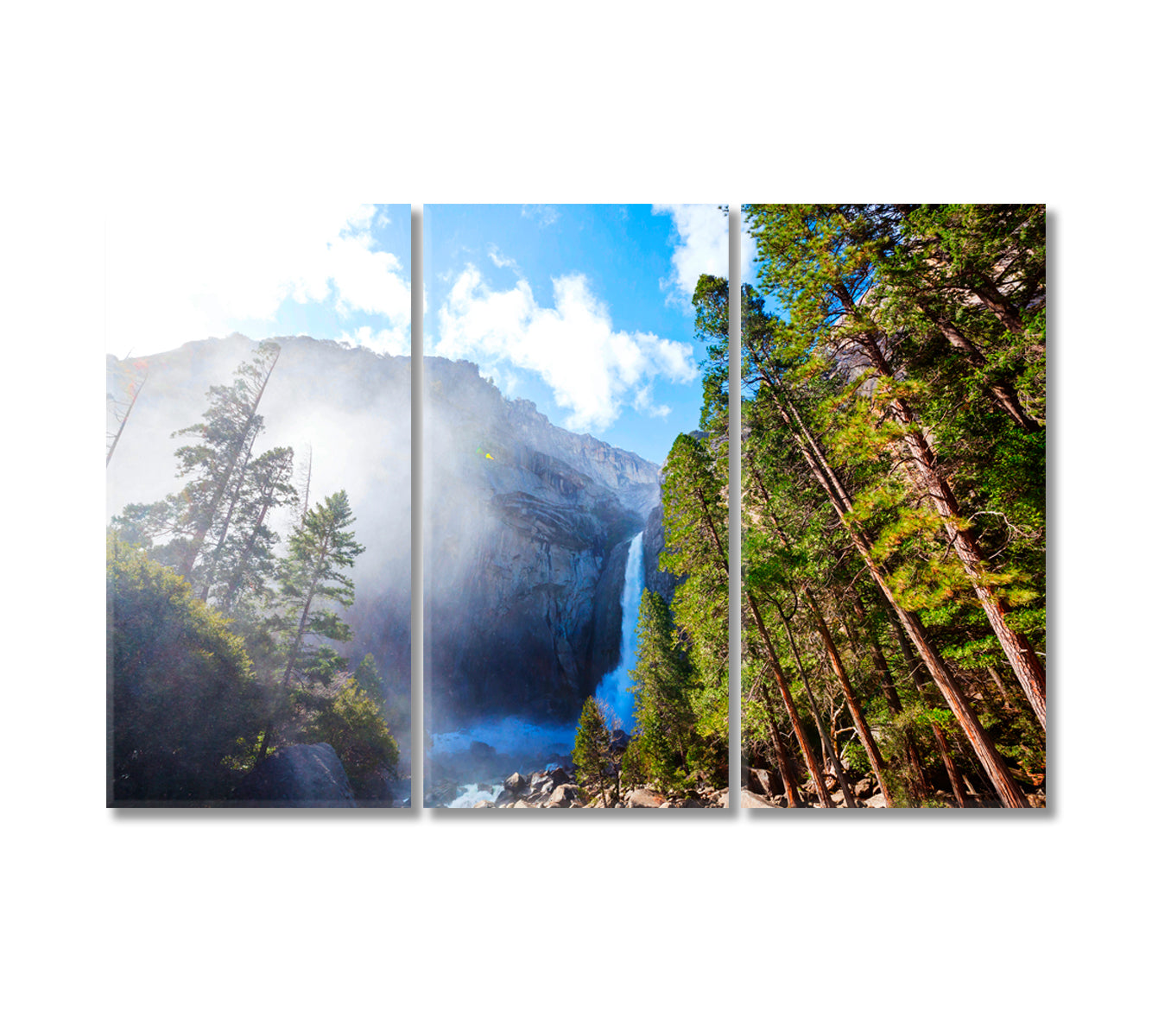 Waterfalls in Yosemite National Park California Canvas Print-Canvas Print-CetArt-3 Panels-36x24 inches-CetArt