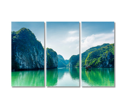 Vietnam Ha Long Bay Hidden Lagoon Descending Dragon Bay Canvas Print-Canvas Print-CetArt-3 Panels-36x24 inches-CetArt