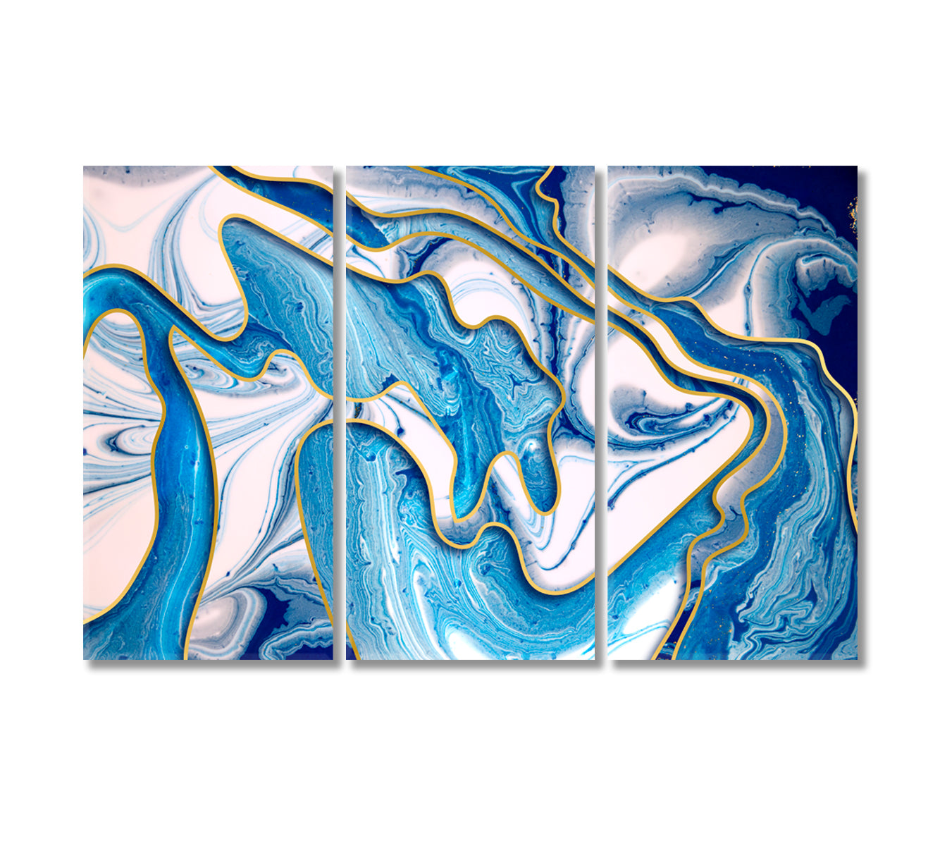 Trendy Abstract Modern Blue Wavy Pattern Canvas Print-Canvas Print-CetArt-3 Panels-36x24 inches-CetArt
