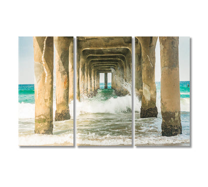 Manhattan Beach Pier Canvas Print-Canvas Print-CetArt-3 Panels-36x24 inches-CetArt