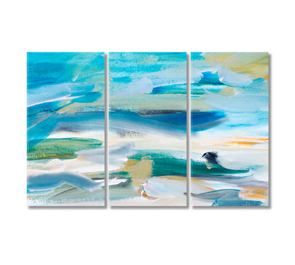 Abstract Blue Sea Canvas Print-Canvas Print-CetArt-3 Panels-36x24 inches-CetArt