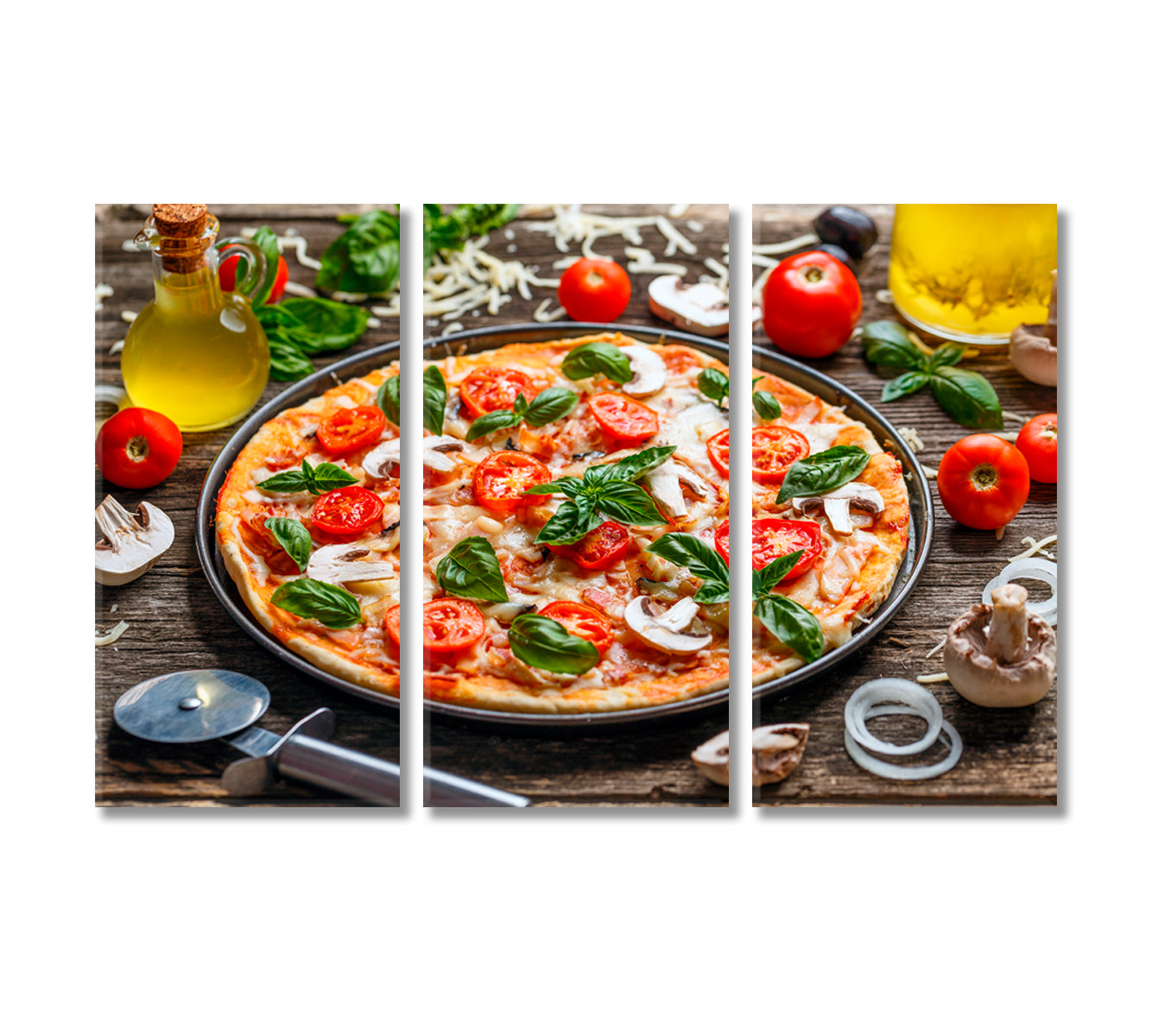 Delicious Italian Pizza Canvas Print-Canvas Print-CetArt-3 Panels-36x24 inches-CetArt