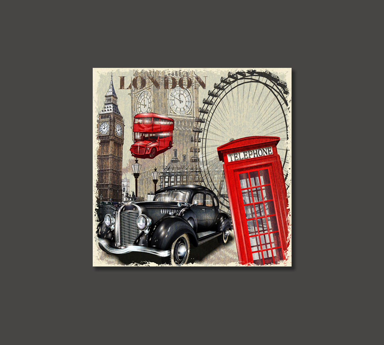 Retro London Canvas Print-Canvas Print-CetArt-1 panel-12x12 inches-CetArt