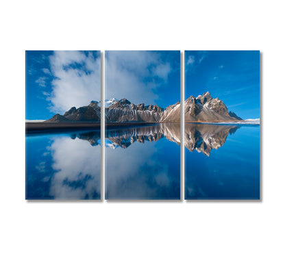 Vestrahorn Mountain Reflection Stokksnes Peninsula Iceland Canvas Print-Canvas Print-CetArt-3 Panels-36x24 inches-CetArt
