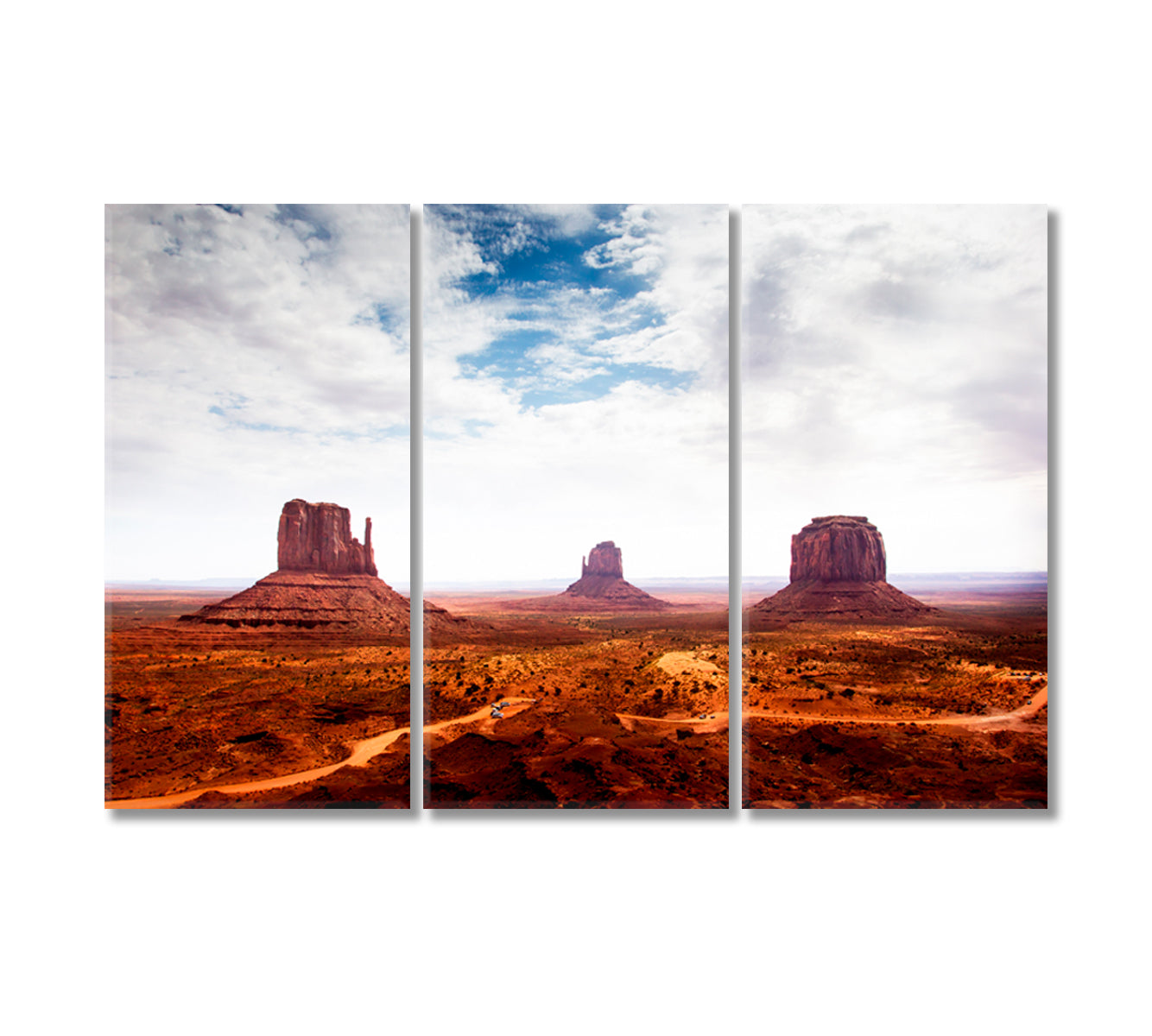 Monument Valley Navajo Tribal Park Desert USA Canvas Print-Canvas Print-CetArt-3 Panels-36x24 inches-CetArt