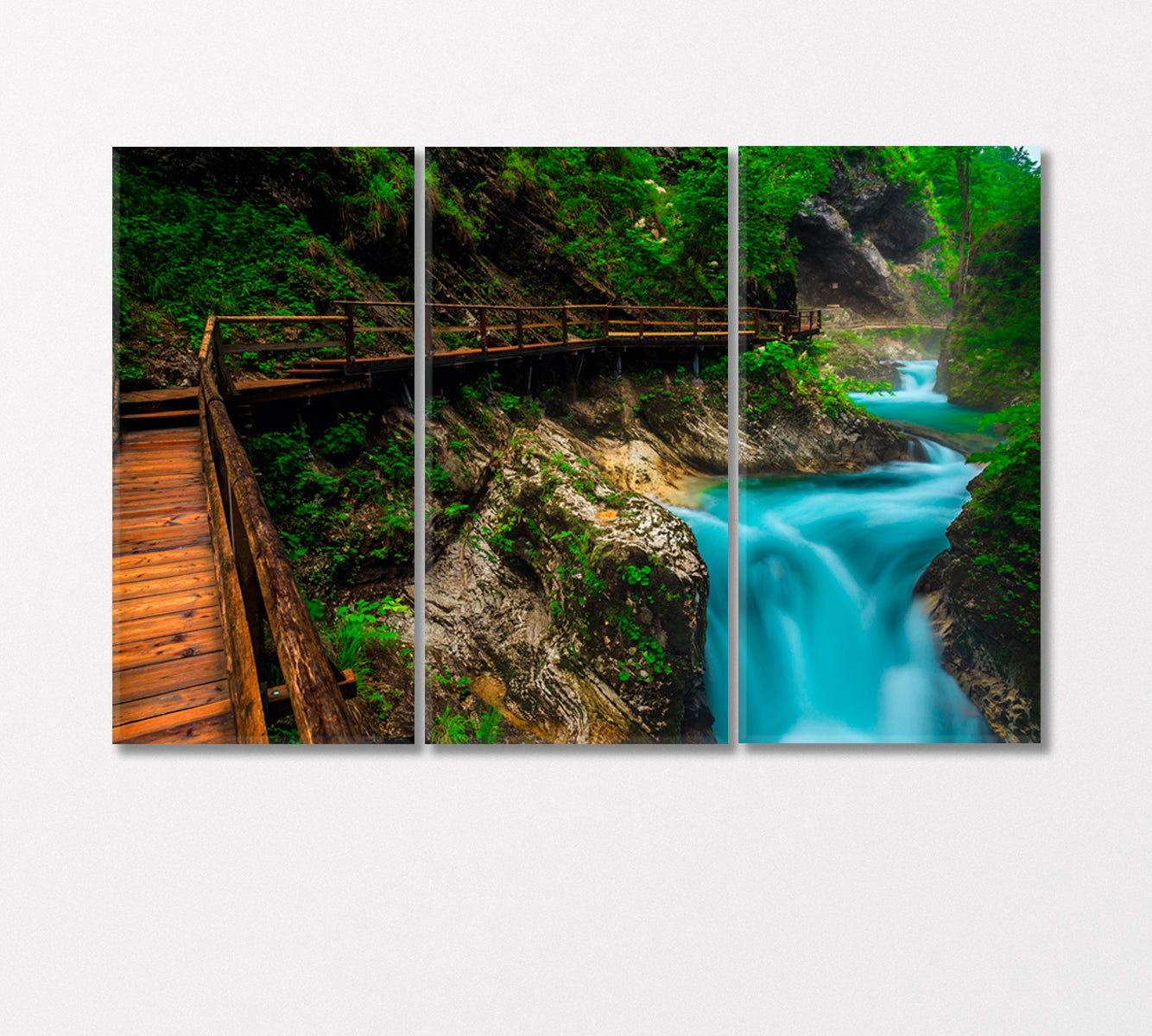 Emerald River Radovna in Vintgar Gorge Slovenia Canvas Print-Canvas Print-CetArt-3 Panels-36x24 inches-CetArt