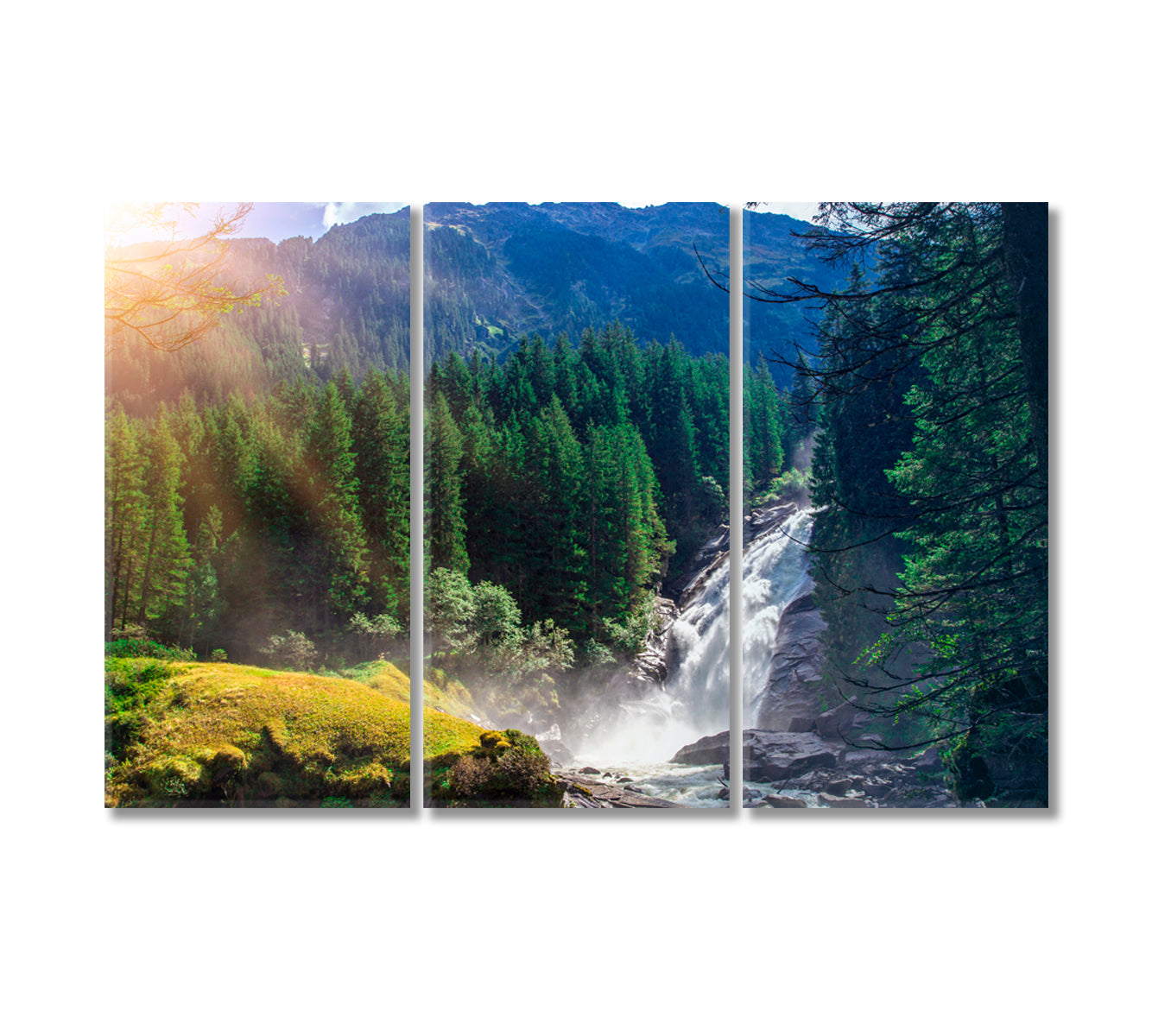 Krimml Waterfalls in High Tauern National Park Austria Canvas Print-Canvas Print-CetArt-3 Panels-36x24 inches-CetArt