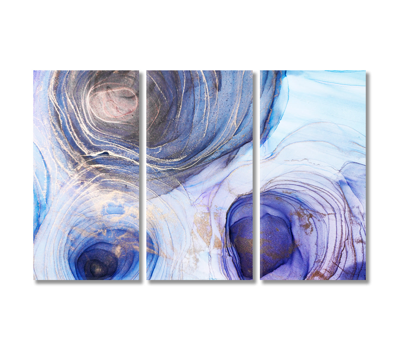 Stunning Abstract Blue Circles Canvas Print-Canvas Print-CetArt-3 Panels-36x24 inches-CetArt