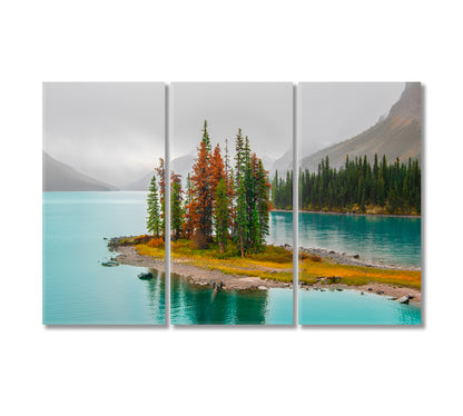 Maligne Lake Spirit Island Alberta Canvas Print-Canvas Print-CetArt-3 Panels-36x24 inches-CetArt
