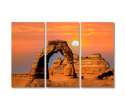 Delicate Arch at Sunset in Arches National Park Utah Canvas Print-Canvas Print-CetArt-3 Panels-36x24 inches-CetArt
