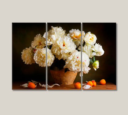 Still life with White Peonies Canvas Print-Canvas Print-CetArt-3 Panels-36x24 inches-CetArt