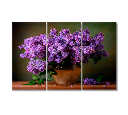 Still Life Violett Lilacs Flowers Canvas Print-Canvas Print-CetArt-3 Panels-36x24 inches-CetArt