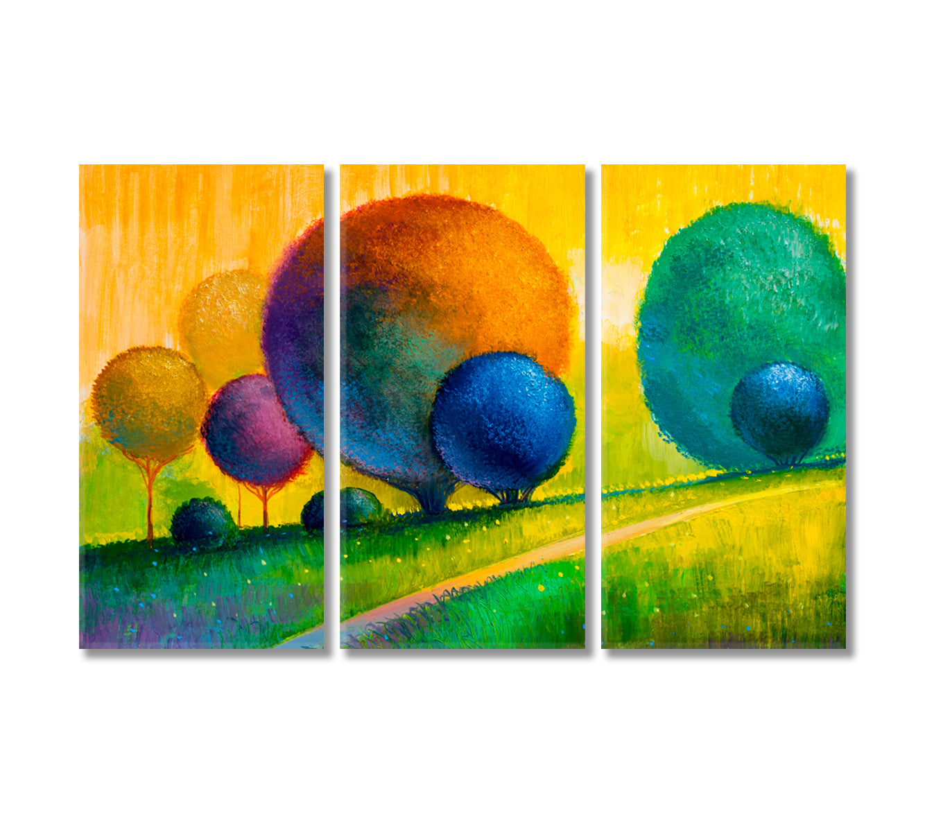 Bright Colorful Trees Canvas Print-Canvas Print-CetArt-3 Panels-36x24 inches-CetArt