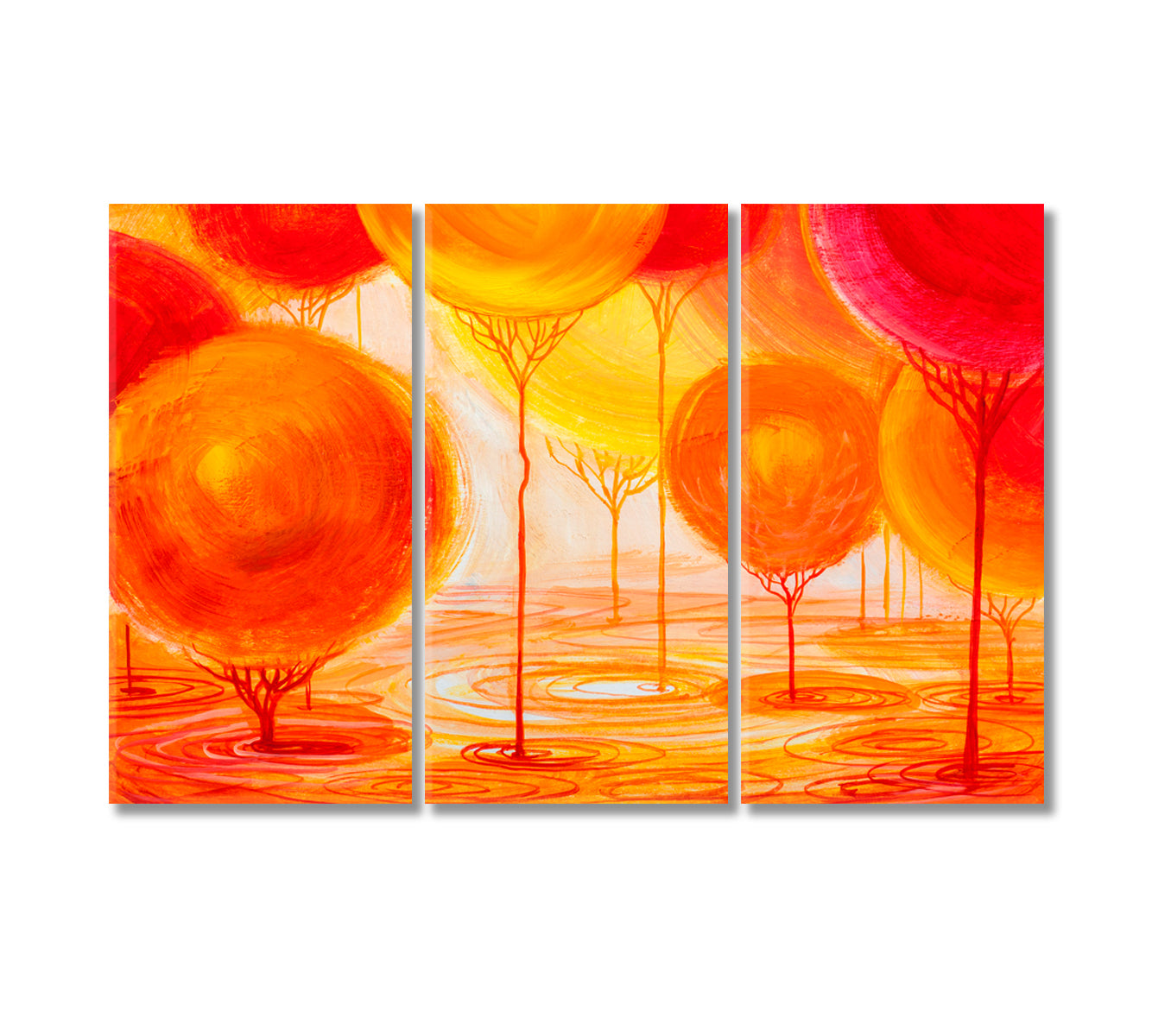 Abstract Bright Orange Trees Canvas Print-Canvas Print-CetArt-3 Panels-36x24 inches-CetArt