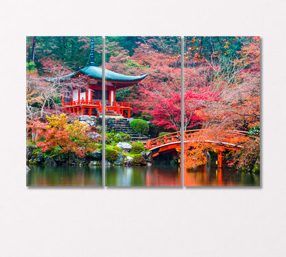 Daigo Ji Temple at Autumn Kyoto Japan Canvas Print-Canvas Print-CetArt-3 Panels-36x24 inches-CetArt