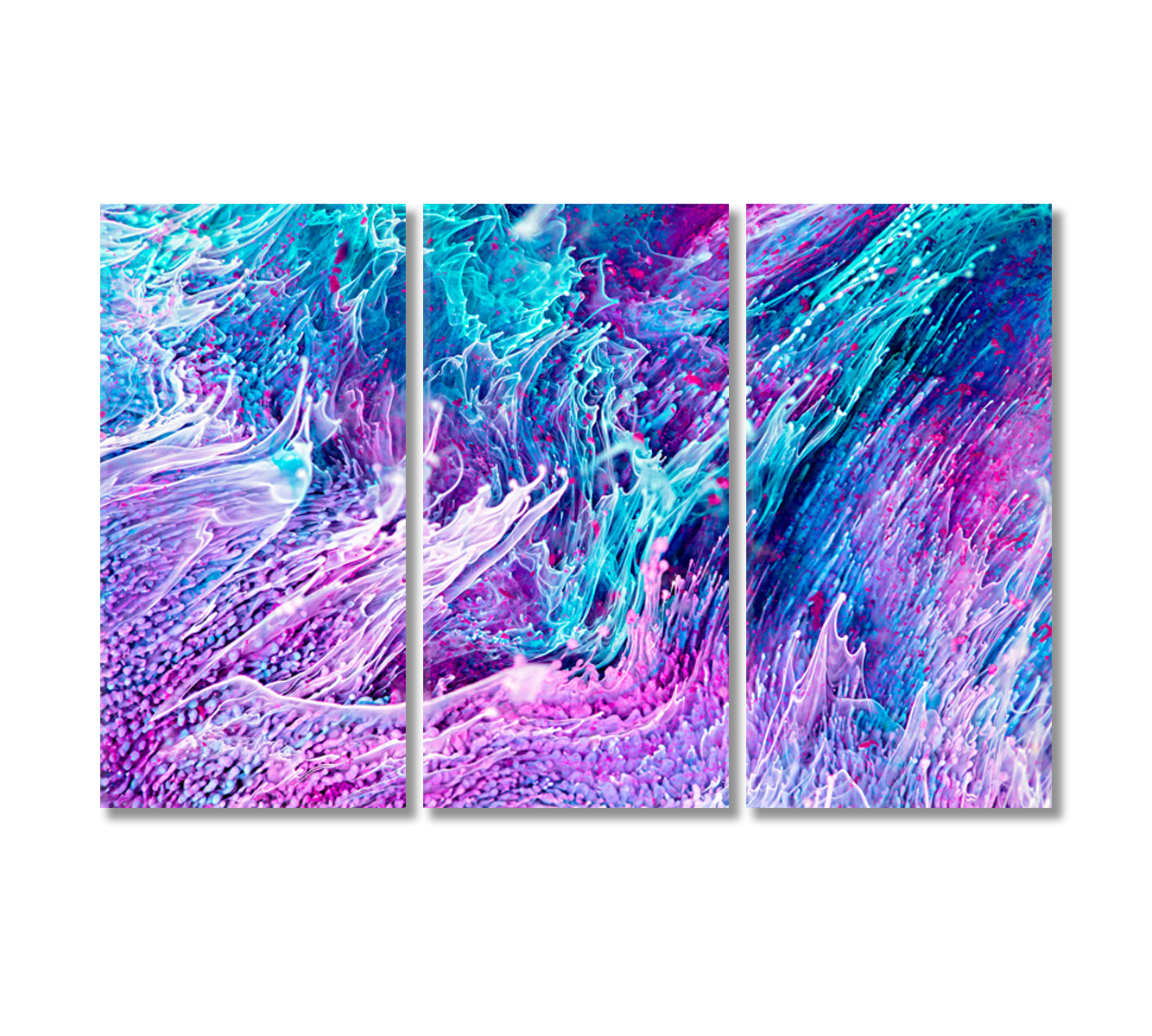 Beautiful Mixed Turquoise and Purple Liquid Splashes and Ripple Canvas Print-Canvas Print-CetArt-3 Panels-36x24 inches-CetArt