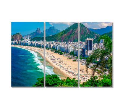 Copacabana Beach in Rio De Janeiro Brazil Canvas Print-Canvas Print-CetArt-3 Panels-36x24 inches-CetArt