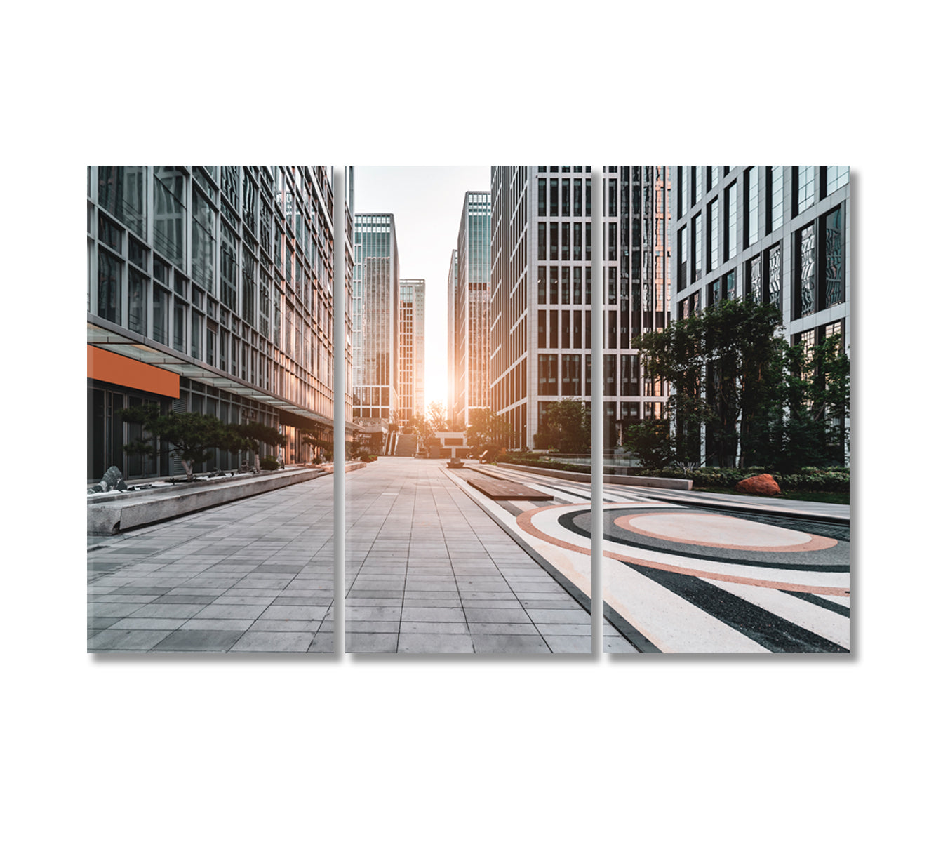 Modern Architecture Office Building in Jinan Financial District Canvas Print-Canvas Print-CetArt-3 Panels-36x24 inches-CetArt