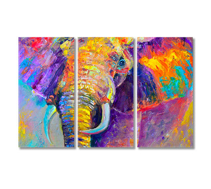 Abstract Colorful Elephant Canvas Print-Canvas Print-CetArt-3 Panels-36x24 inches-CetArt