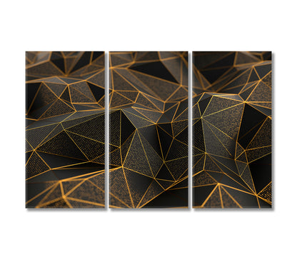Abstract Black Geometric Triangles Canvas Print-Canvas Print-CetArt-3 Panels-36x24 inches-CetArt