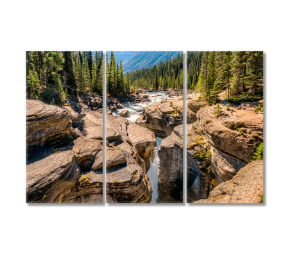 Mistaya Canyon Icefields Parkway in Banff National Park Canvas Print-Canvas Print-CetArt-3 Panels-36x24 inches-CetArt