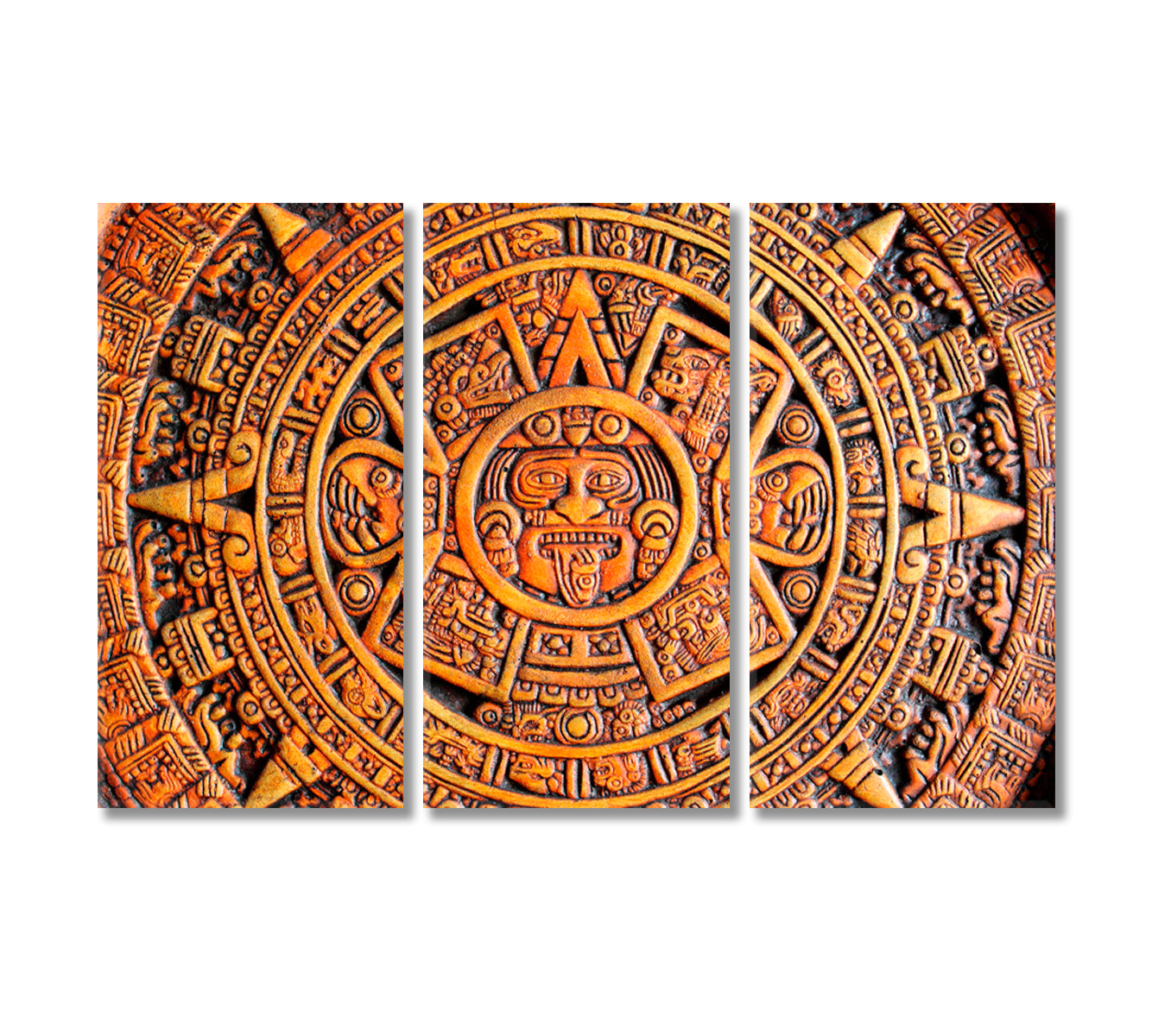 Aztec Calendar Canvas Print-Canvas Print-CetArt-3 Panels-36x24 inches-CetArt