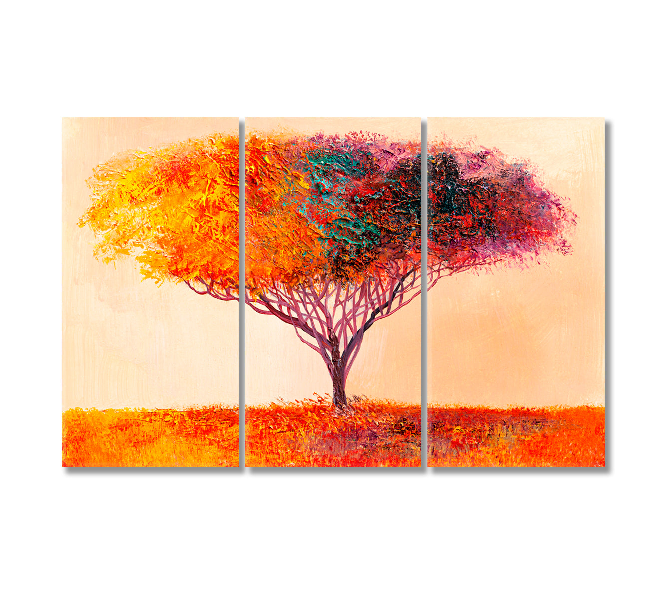 Abstract Colorful Tree Canvas Print-Canvas Print-CetArt-3 Panels-36x24 inches-CetArt