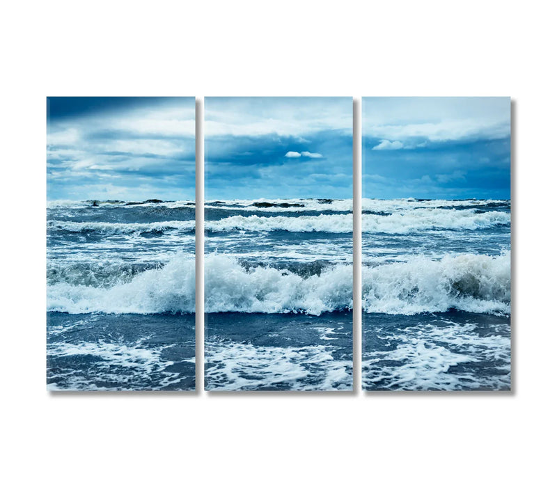 Three-panel abstract waves