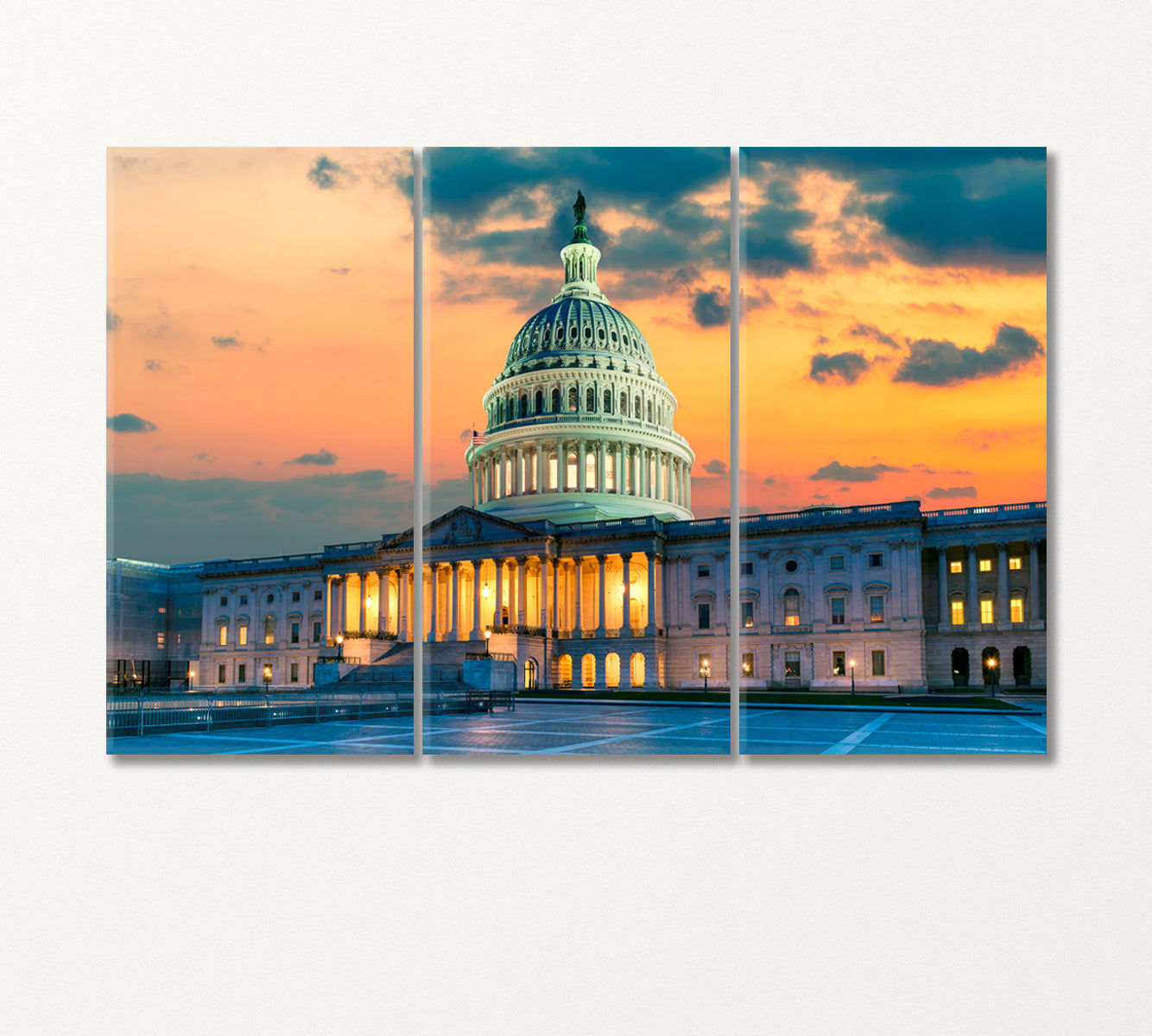 United States Capitol Building at Sunset Washington Canvas Print-Canvas Print-CetArt-3 Panels-36x24 inches-CetArt