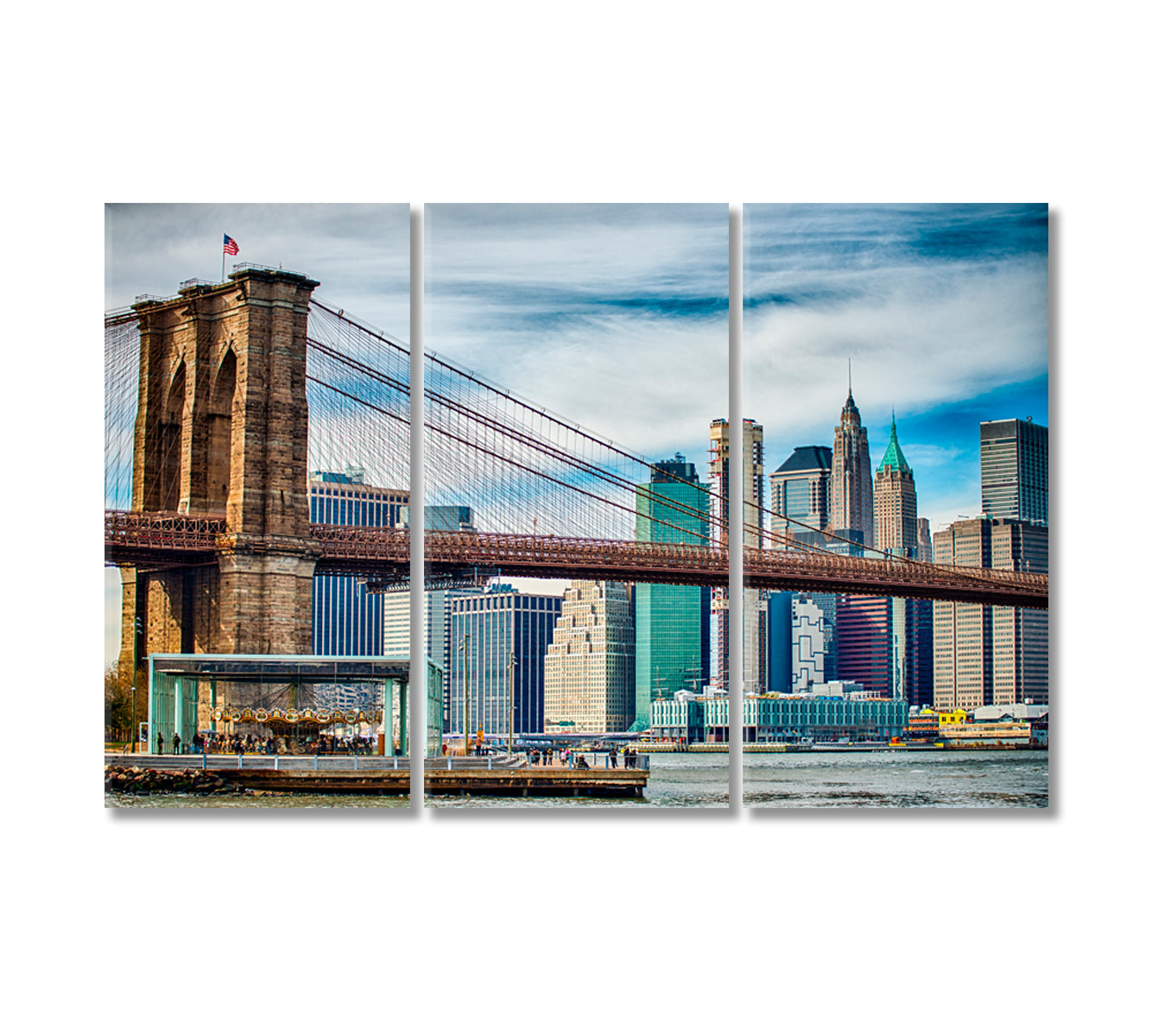 Lower Manhattan New York City Landscape Canvas Print-Canvas Print-CetArt-3 Panels-36x24 inches-CetArt