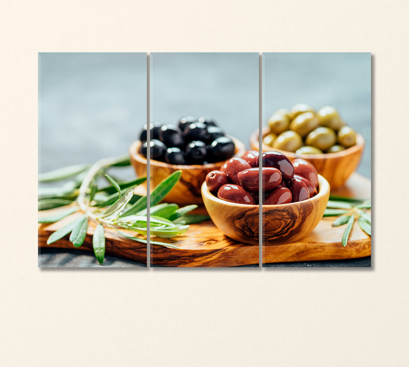 Set of Different Olives Canvas Print-Canvas Print-CetArt-3 Panels-36x24 inches-CetArt