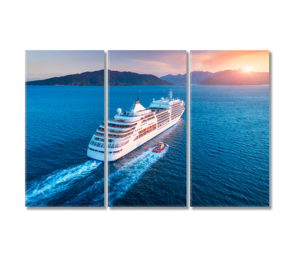 Luxury Cruise Ship in Harbor Canvas Print-Canvas Print-CetArt-3 Panels-36x24 inches-CetArt