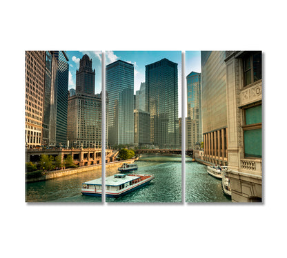 Chicago River Illinois USA Canvas Print-Canvas Print-CetArt-3 Panels-36x24 inches-CetArt