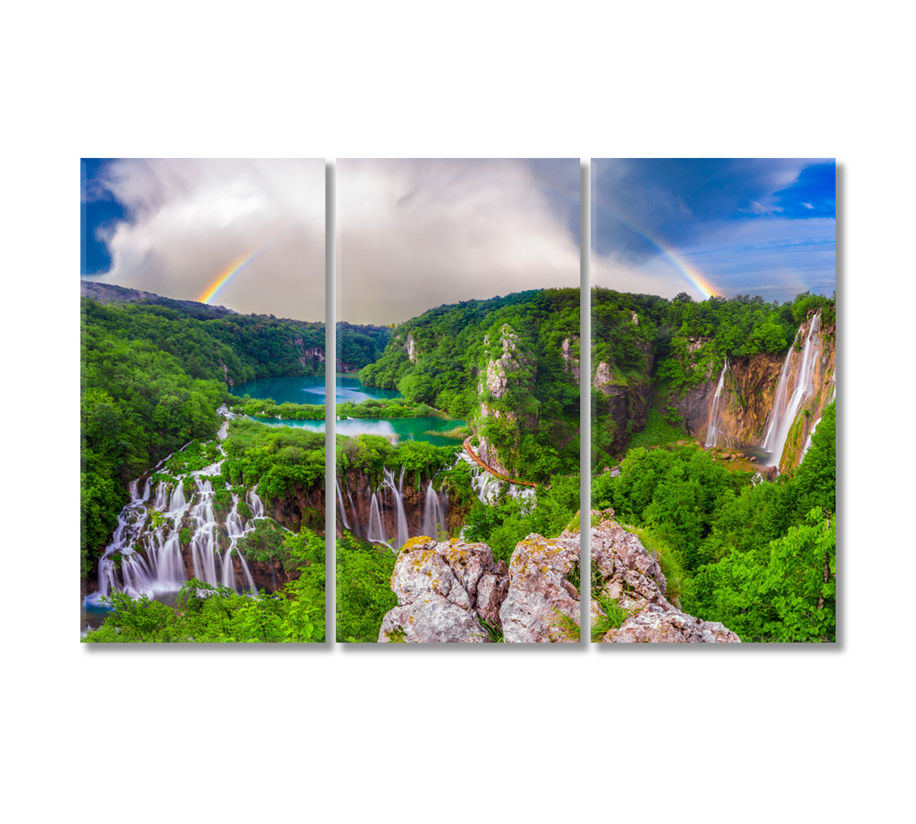 Waterfalls in Plitvice Park Croatia Canvas Print-Canvas Print-CetArt-3 Panels-36x24 inches-CetArt